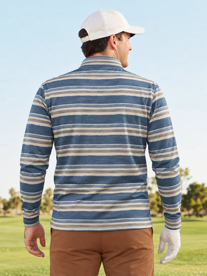 Performance-Quarter-Zip-Pullover mit maritimen Seilstreifen