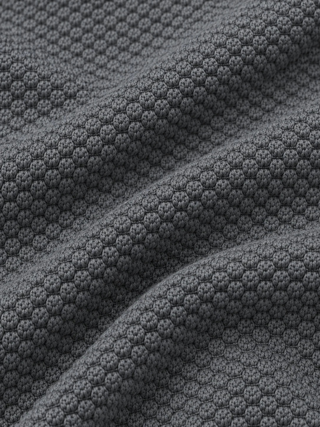 Golfpullover mit Waffelstruktur in Anthrazitgrau, Funktionsmaterial und Viertelreißverschluss