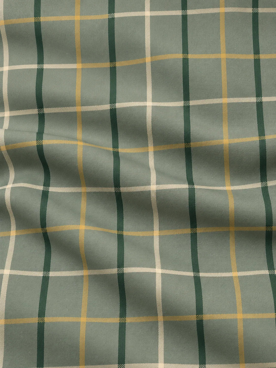 Golf-Pullover in Salbeigrün mit großem Karomuster und kurzem Reißverschluss