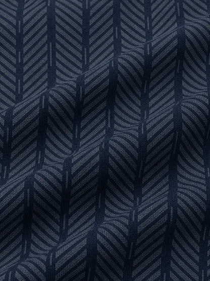 Golfpullover mit Fischgrätmuster in Marineblau, Funktionsmaterial und Viertelreißverschluss