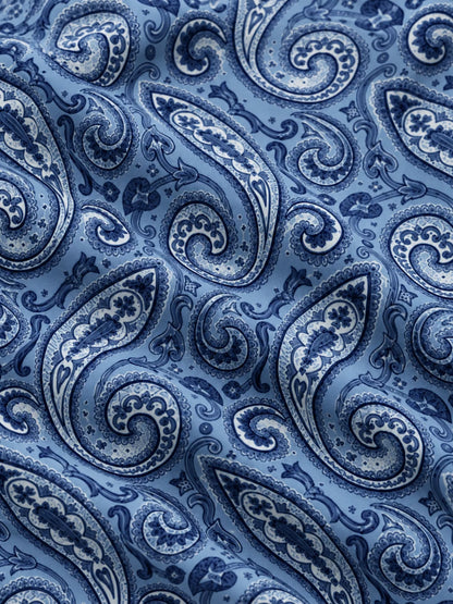 Blauer Performance-Pullover mit Viertelreißverschluss und Paisley-Muster