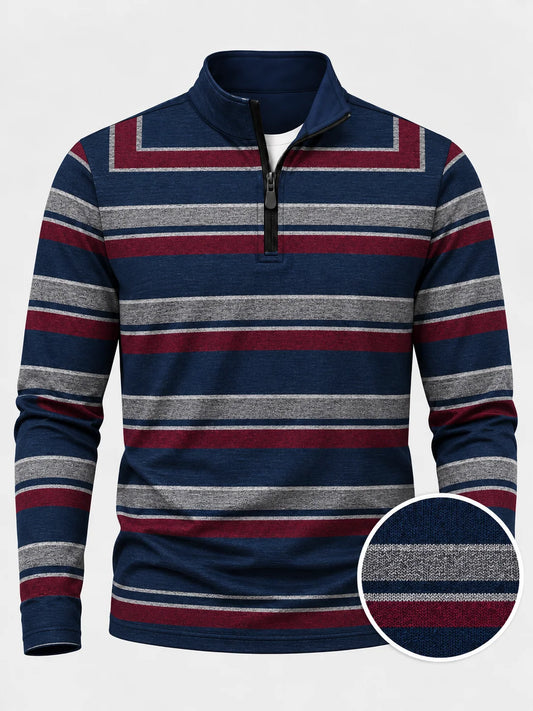 Varsity-Pullover mit Streifen und Performance-Material im Quarter-Zip-Design
