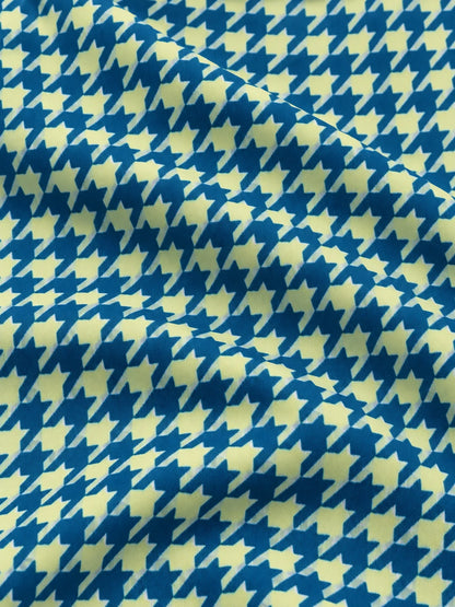 Golf-Pullover mit Viertelreißverschluss und Hahnentrittmuster in Blau