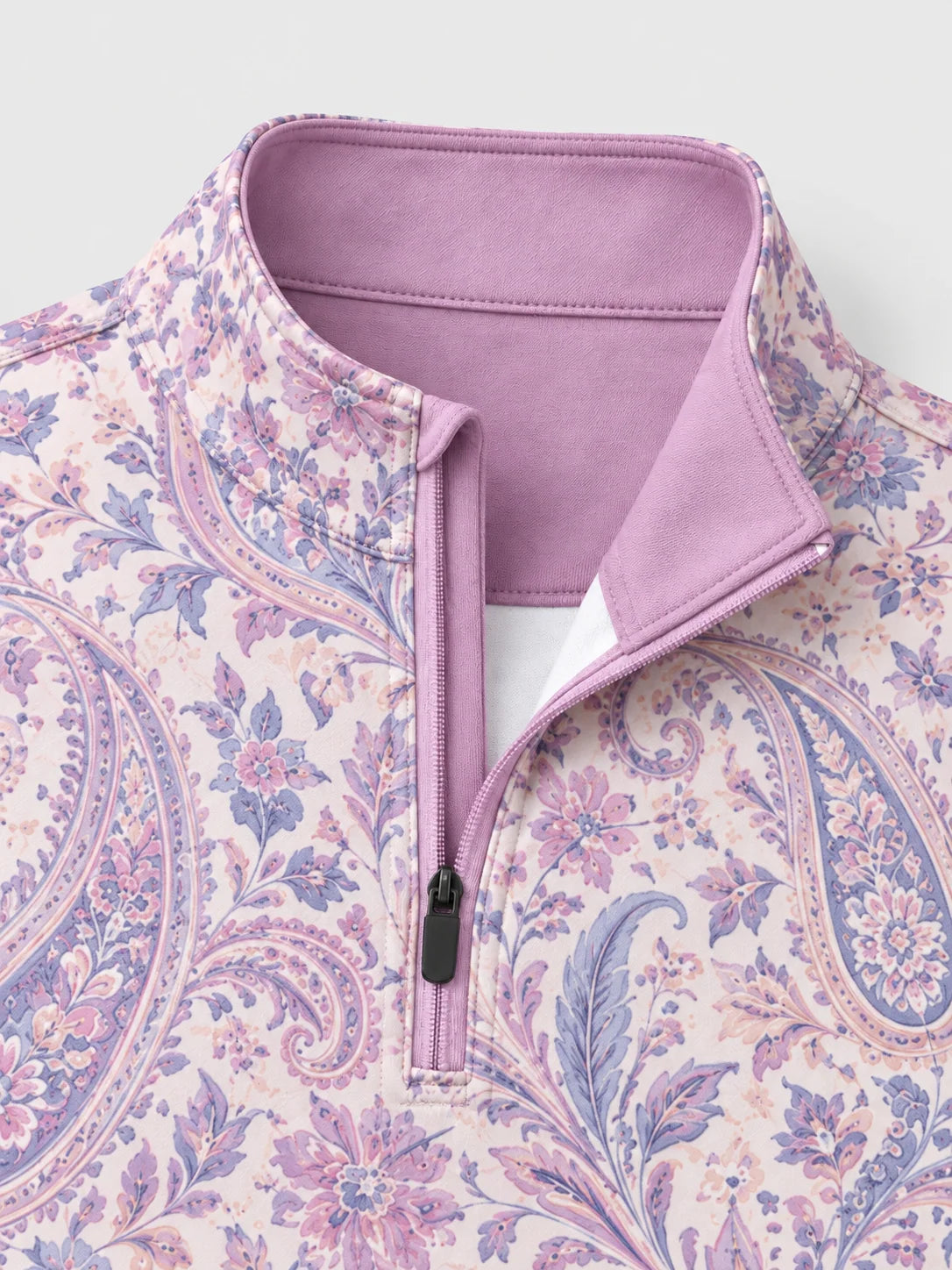 Lavender Paisley-Pullover mit kurzem Reißverschluss