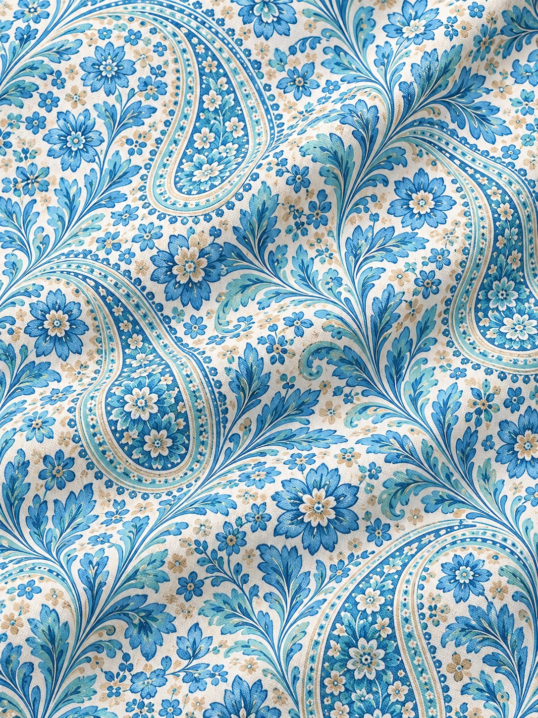 Golfpullover in Himmelblau mit floralem Paisley-Muster, Funktionsmaterial und Viertelreißverschluss