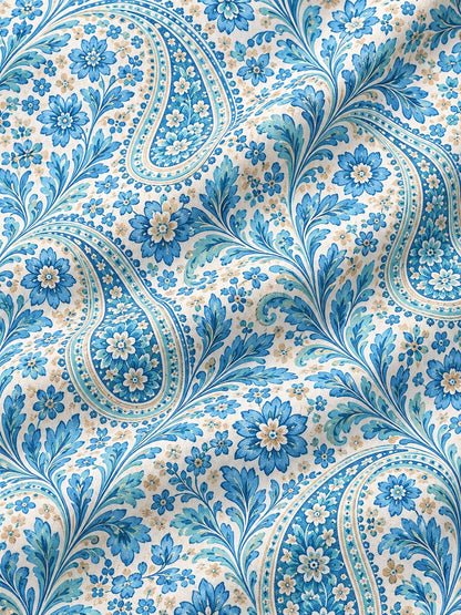 Golfpullover in Himmelblau mit floralem Paisley-Muster, Funktionsmaterial und Viertelreißverschluss