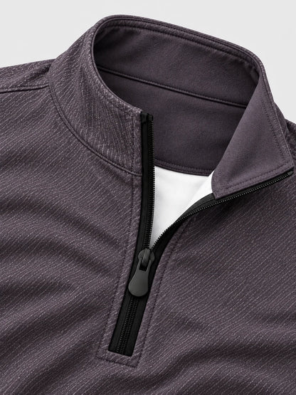 Altvioletter Golf-Pullover mit diagonalem Strukturmuster und Viertelreißverschluss
