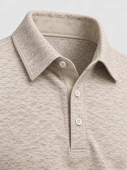 Meliertes Golf-Performance-Poloshirt in Haferbeige