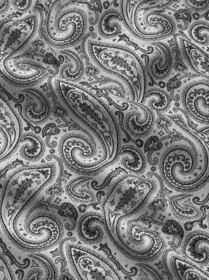 Grauer Performance-Pullover mit Viertelreißverschluss und Paisley-Muster