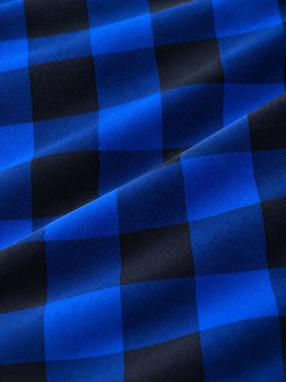 ClubBorne Golf-Pullover mit blauem Büffelkaro und Viertelreißverschluss aus Funktionsmaterial