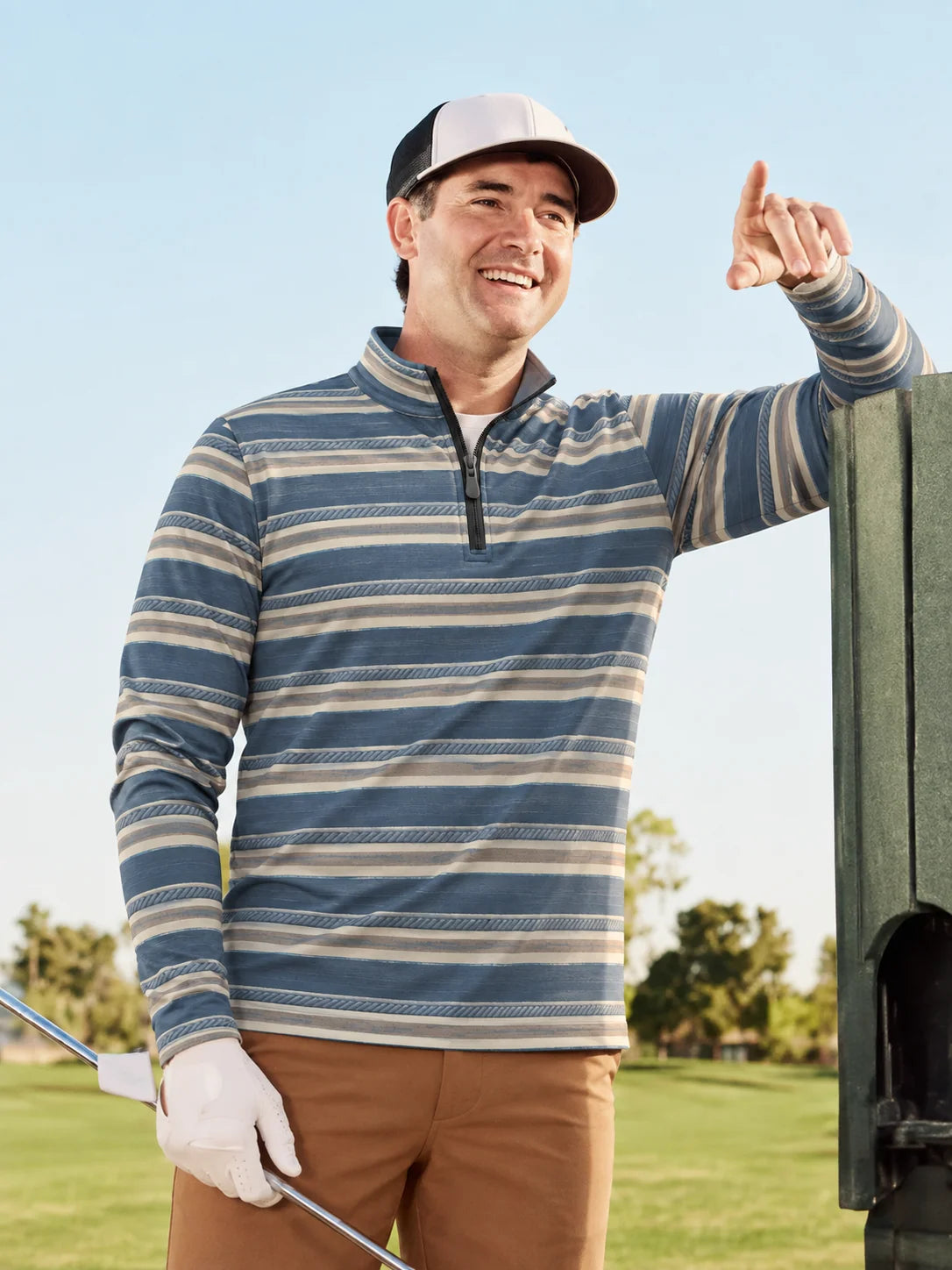 Performance-Quarter-Zip-Pullover mit maritimen Seilstreifen